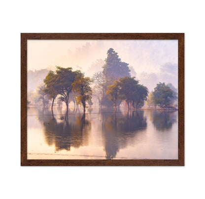 Misty Lake Tree Reflections