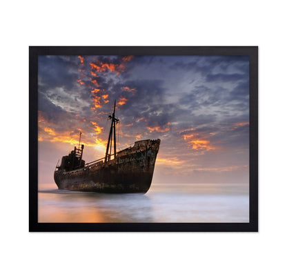 Rusted Ship At Sunset