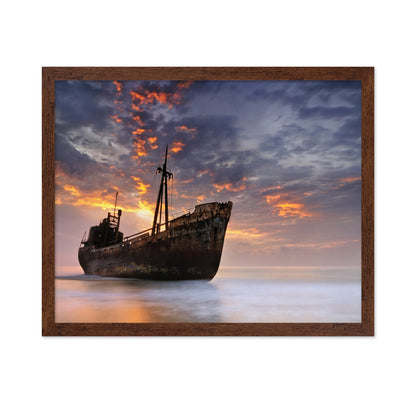Rusted Ship At Sunset