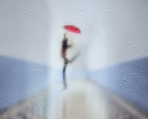 Red Umbrella In Rain