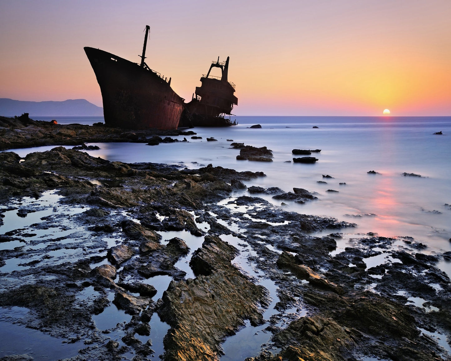 Shipwreck At Sunset