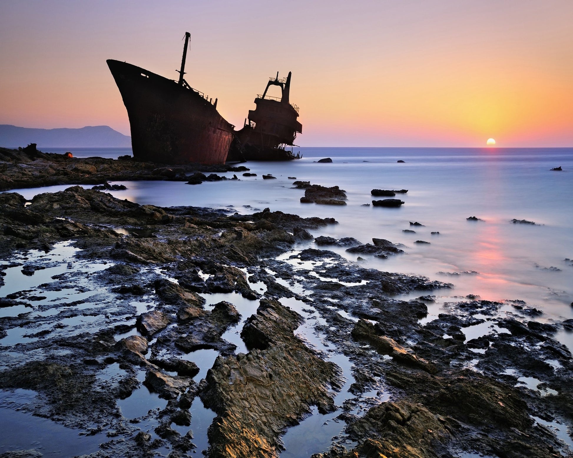 Shipwreck At Sunset
