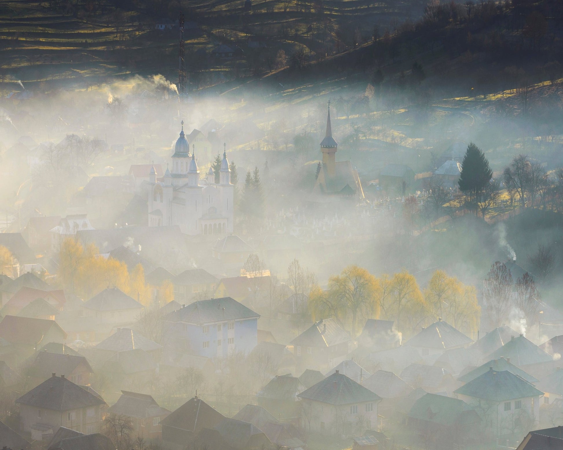 Misty Village Morning No1