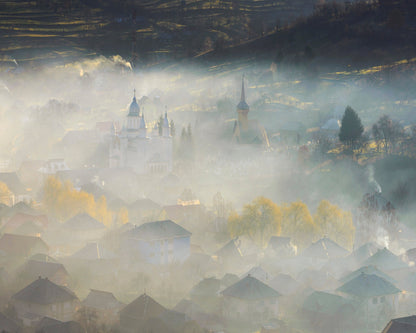 Misty Village Morning No1
