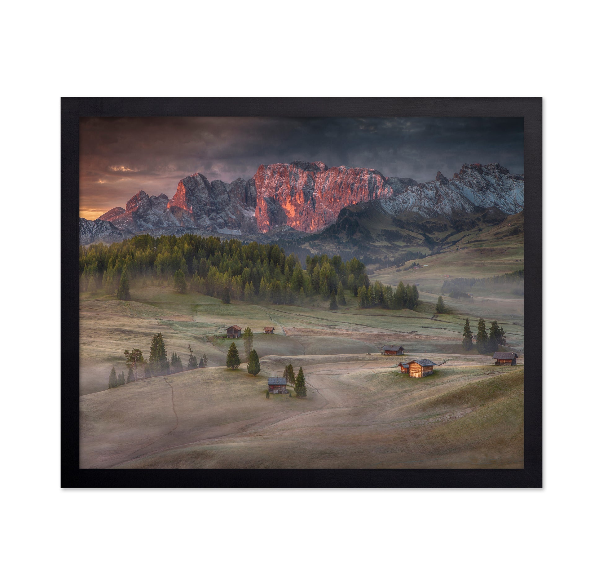 Glowing Peaks Above Alpine Village