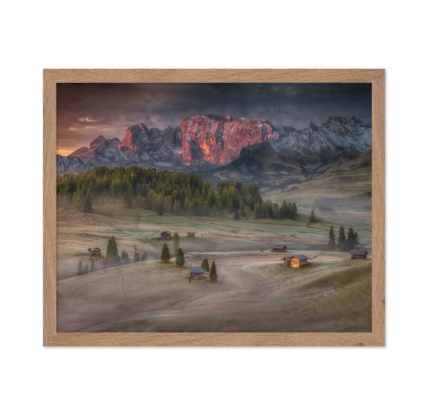 Glowing Peaks Above Alpine Village