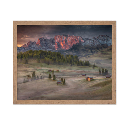 Glowing Peaks Above Alpine Village