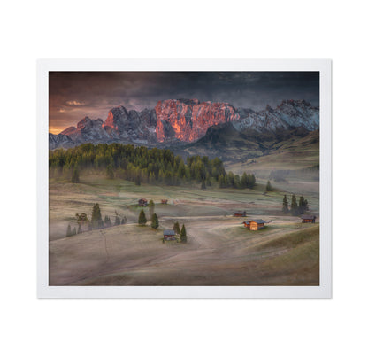 Glowing Peaks Above Alpine Village