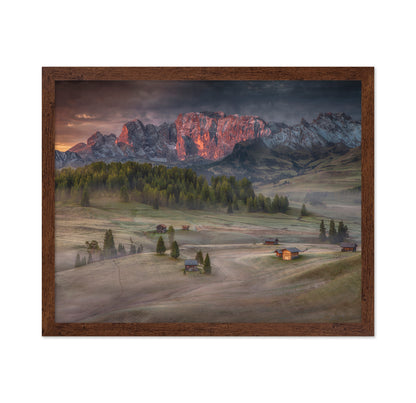 Glowing Peaks Above Alpine Village