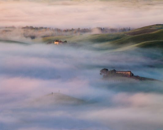 Farmhouses in Morning Mist