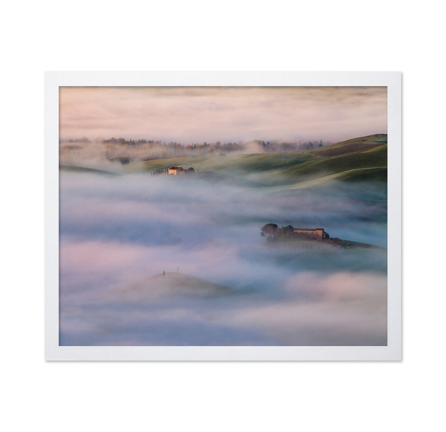 Farmhouses in Morning Mist