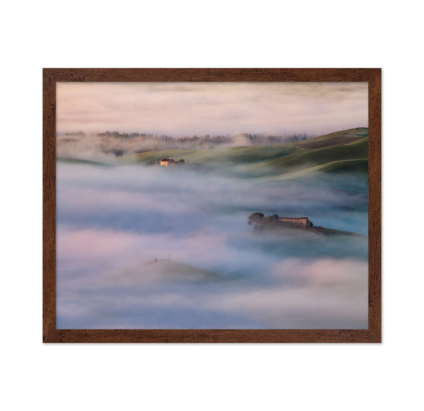 Farmhouses in Morning Mist