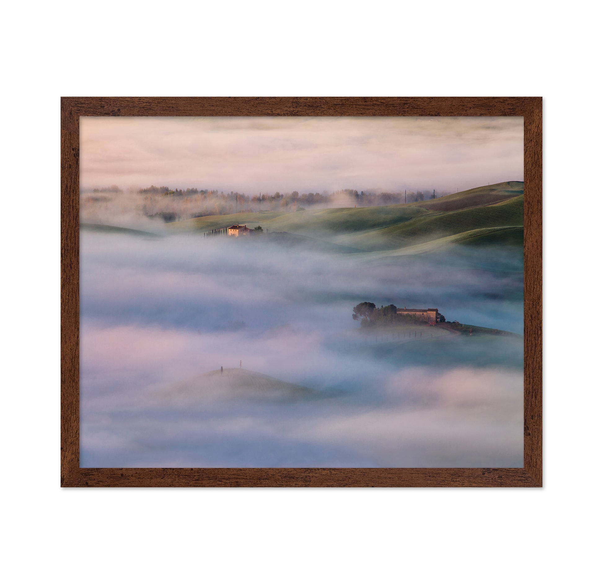 Farmhouses in Morning Mist