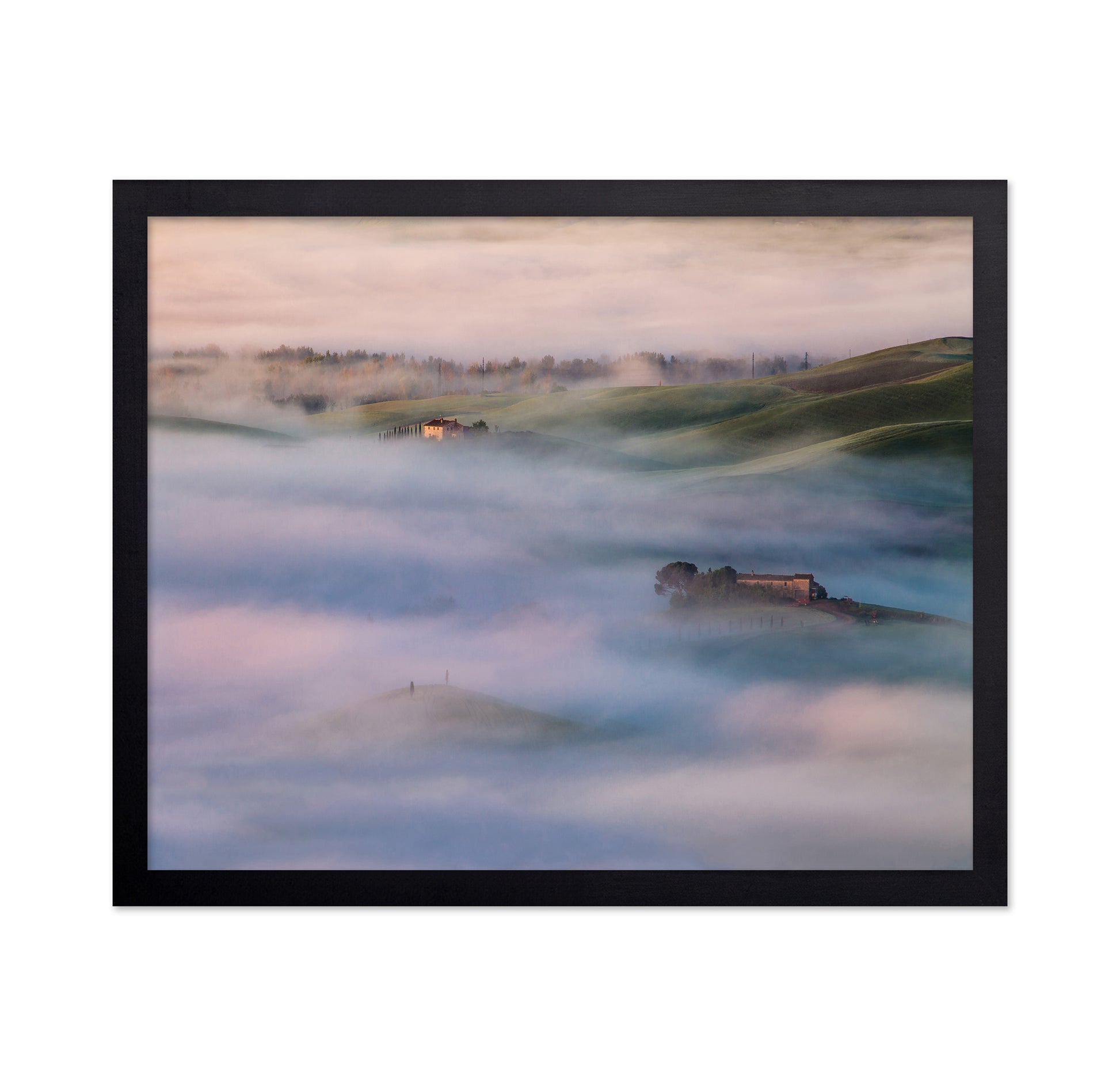 Farmhouses in Morning Mist