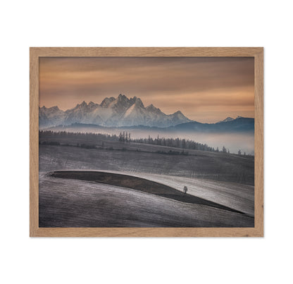 Frosted Fields Beneath Winter Peaks