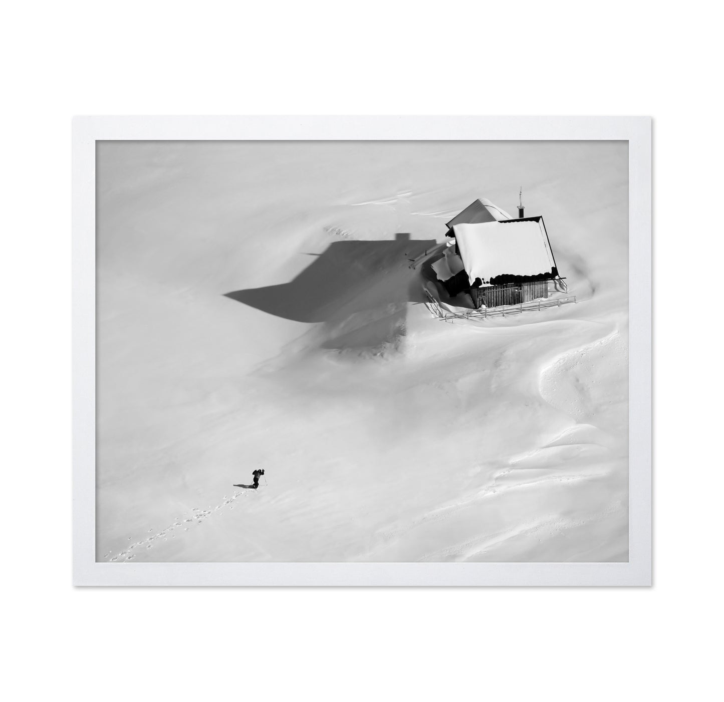 Lone Cabin in Endless Snow