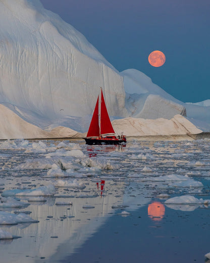 Red Sailboat Moonrise