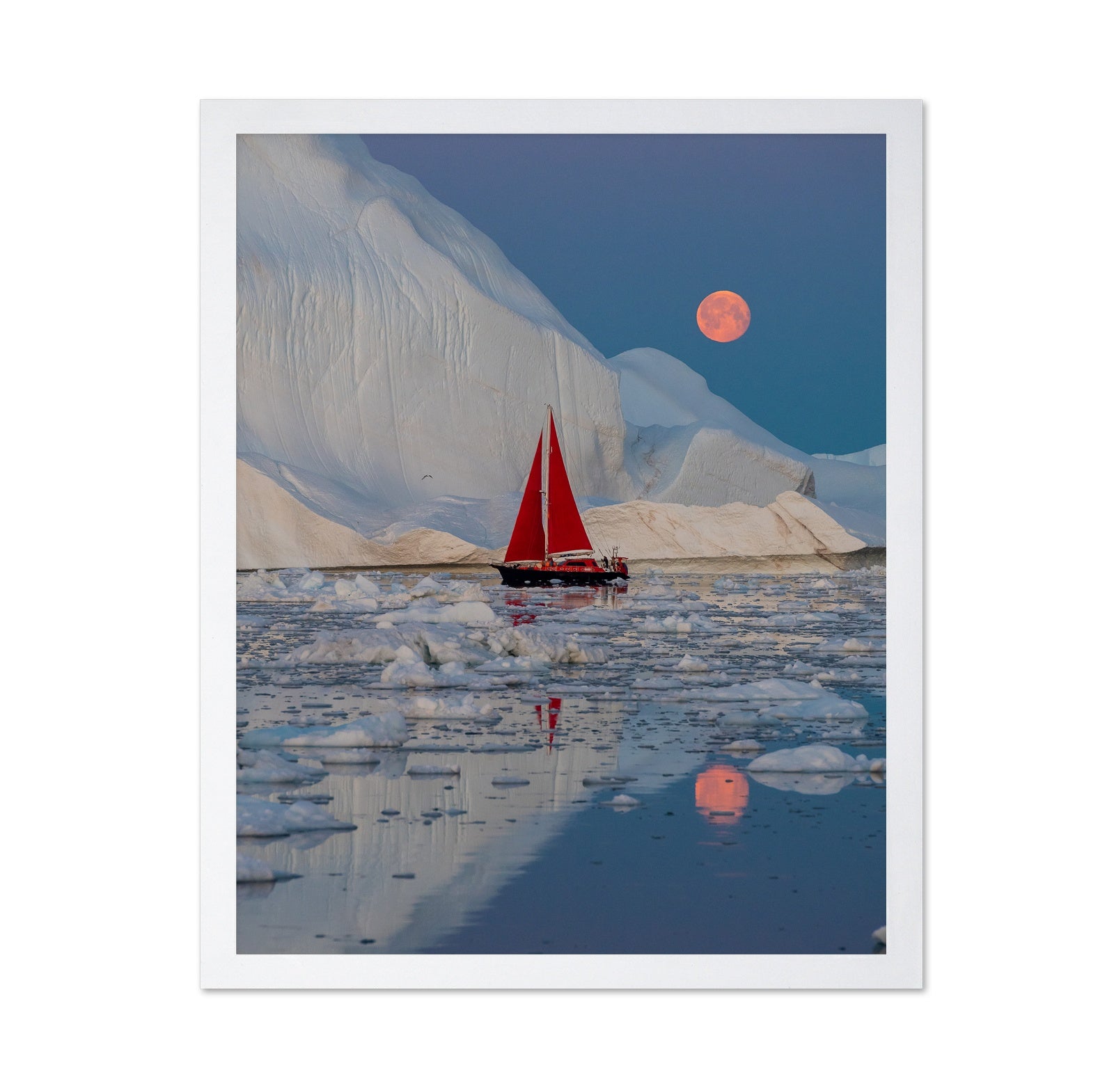 Red Sailboat Moonrise
