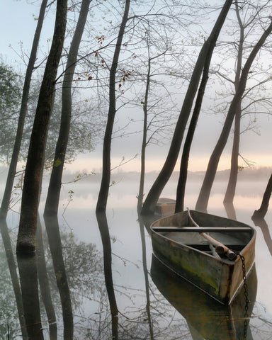 Boat In Misty Lake