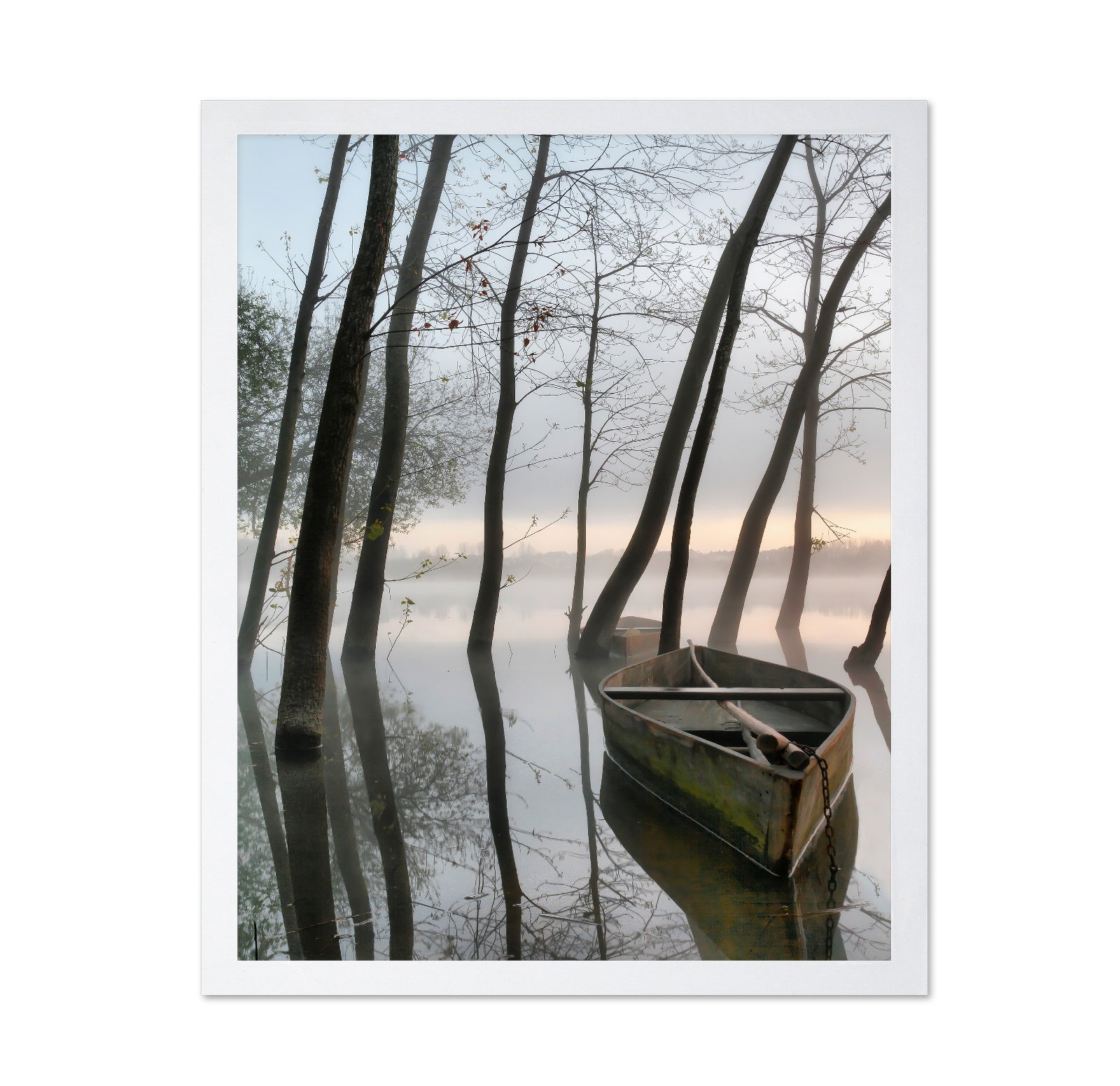 Boat In Misty Lake