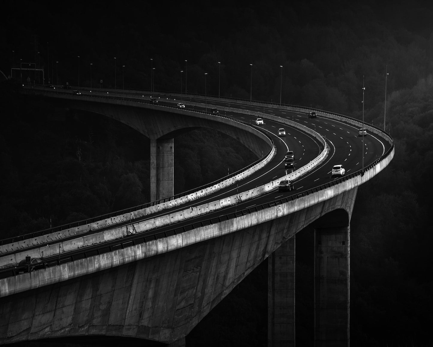 Curving Highway Bridge