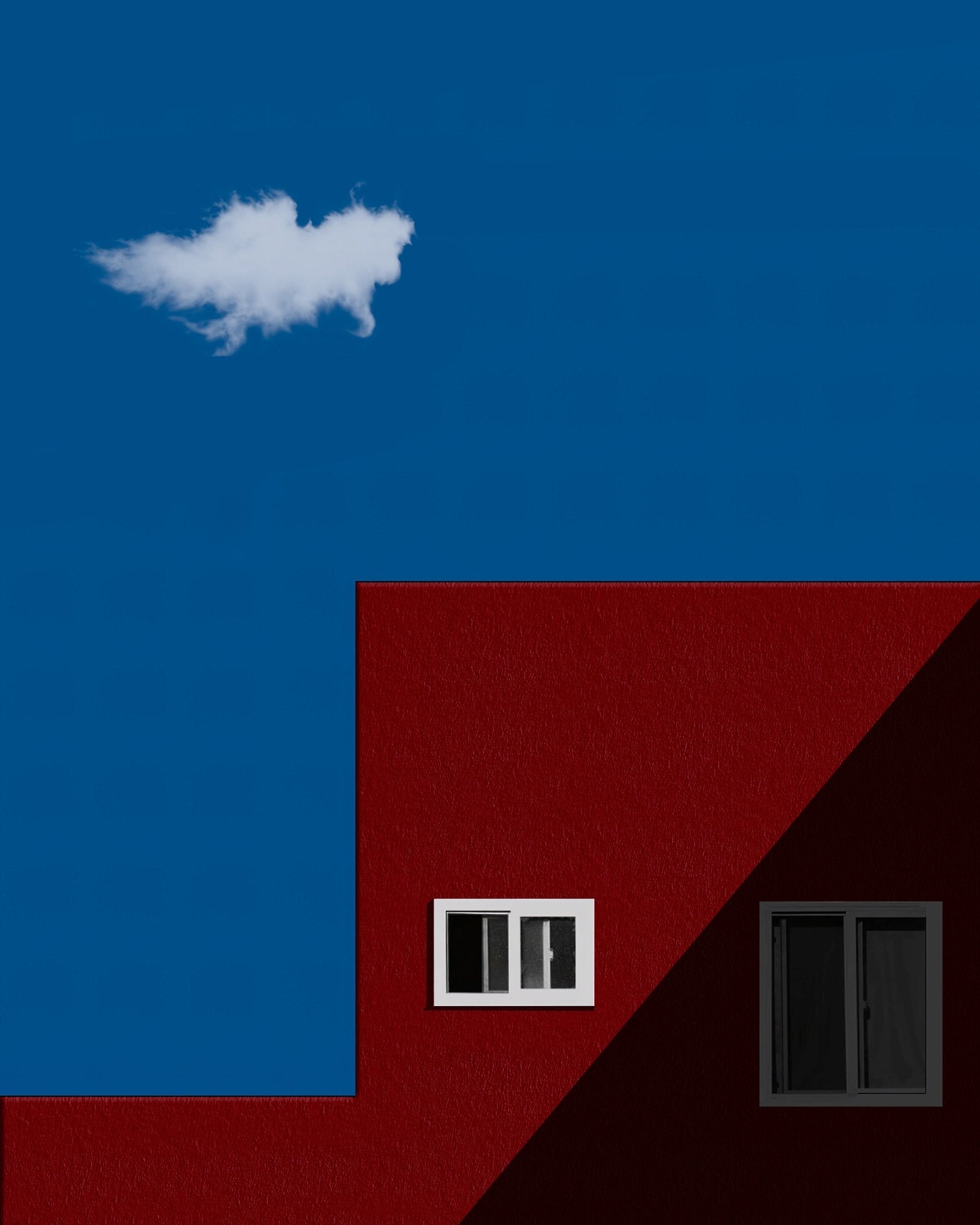 Minimal Red House Blue Sky