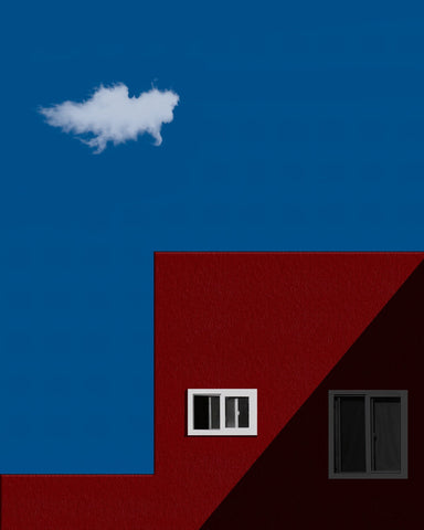Minimal Red House Blue Sky