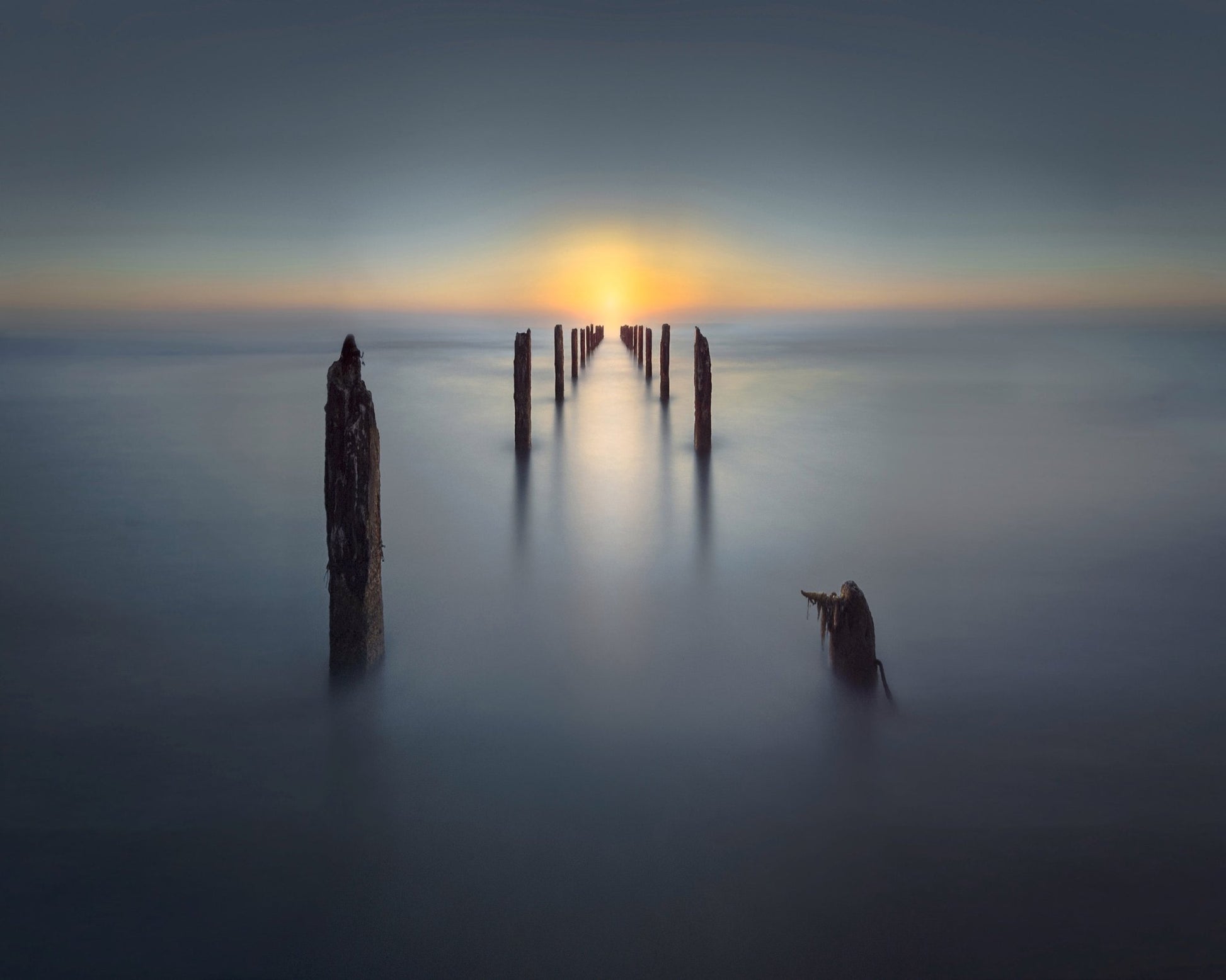 Minimal Ocean Sunset Pier