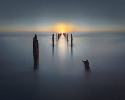Minimal Ocean Sunset Pier