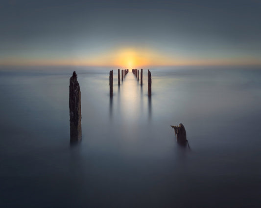 Minimal Ocean Sunset Pier