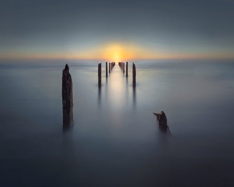 Minimal Ocean Sunset Pier