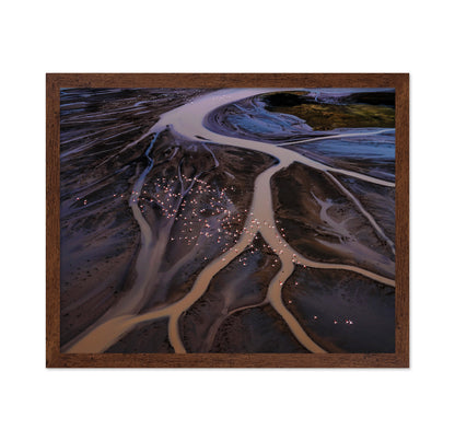 Flamingos Over Winding Waters