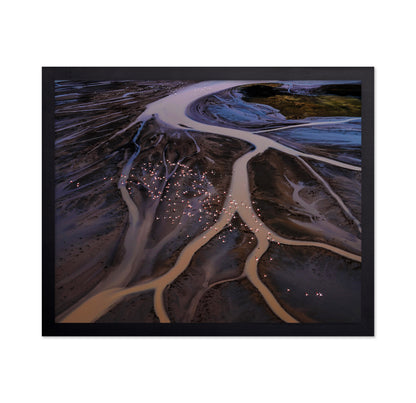 Flamingos Over Winding Waters