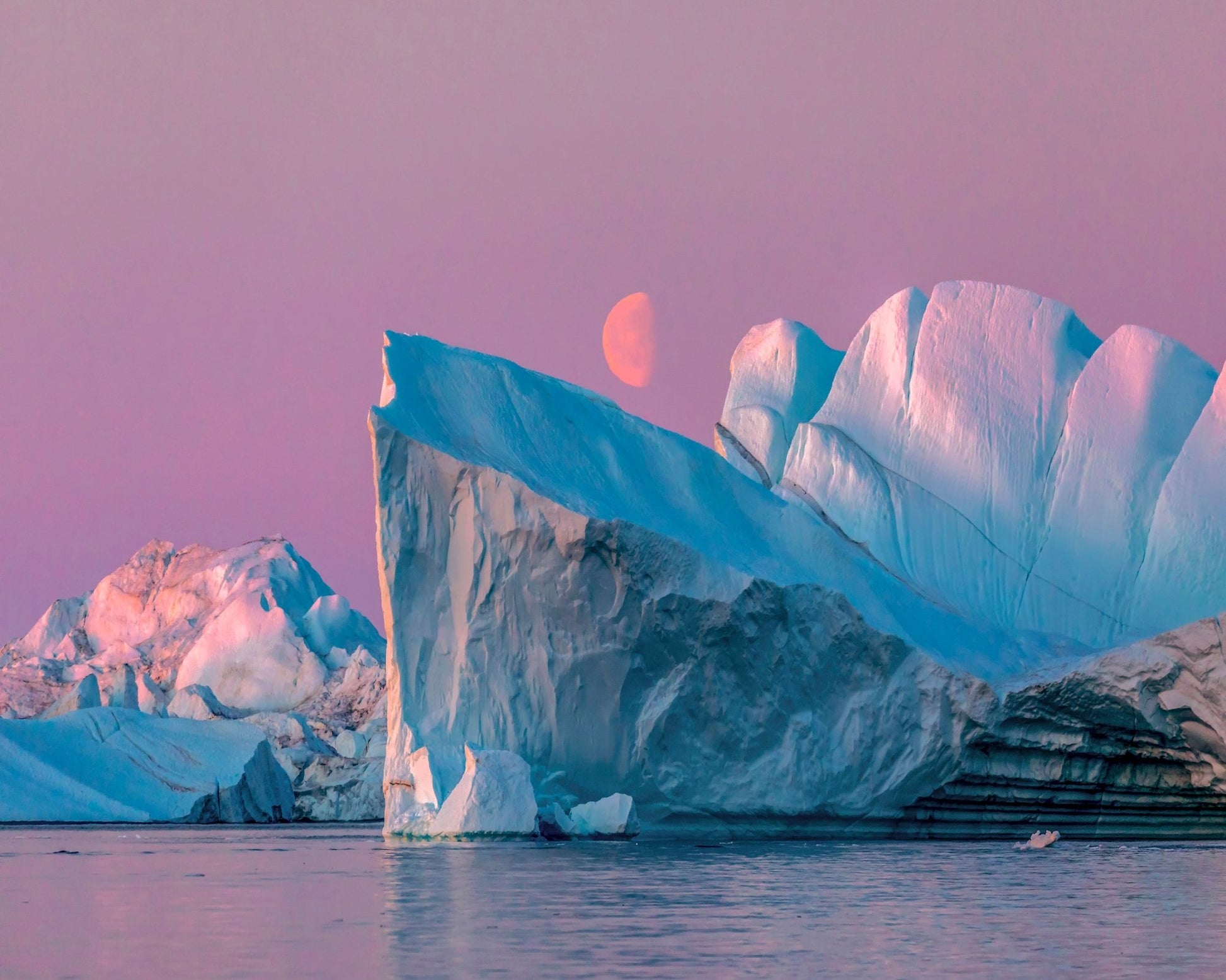 Moon Over Arctic Icefjord