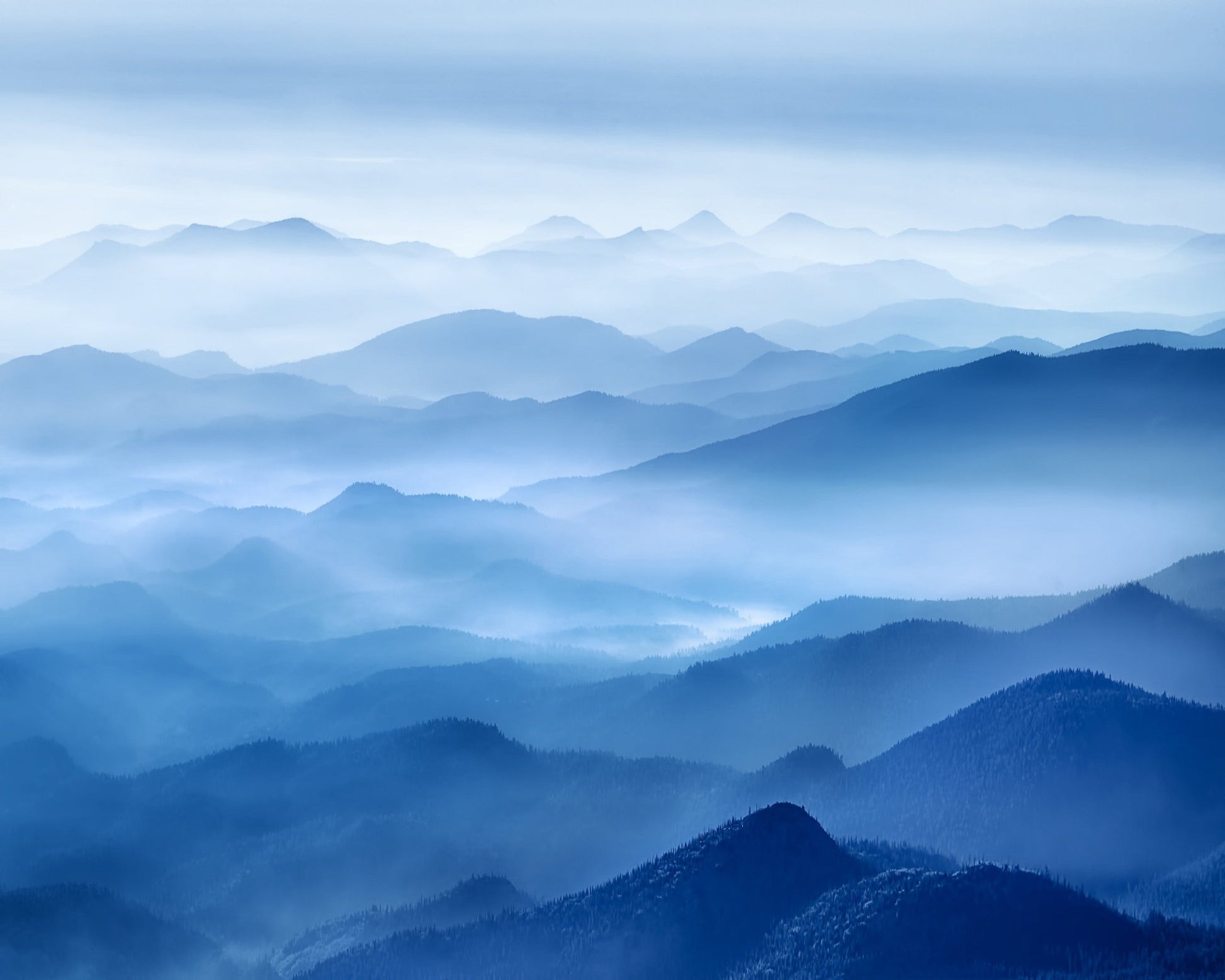 Blue Mountain Layers in Mist