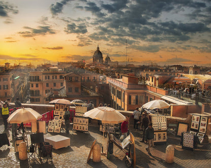 Rome Skyline Sunset Market