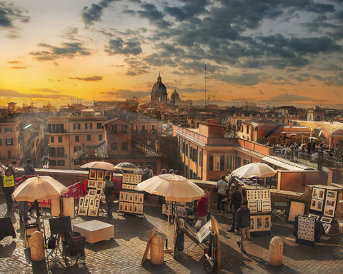 Rome Skyline Sunset Market