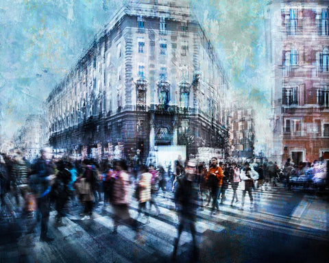 Busy City Pedestrian Crossing