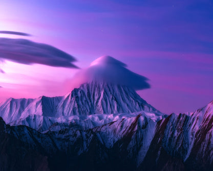 Mount Damavand Purple Sunset Landscape