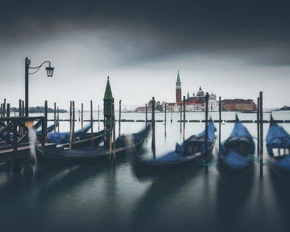Gondolas Misty Venice Lagoon