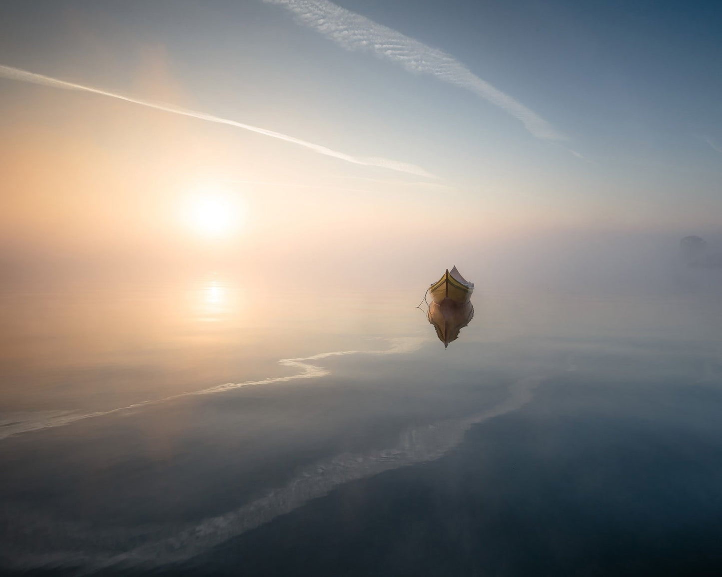 Golden Boat Reflection
