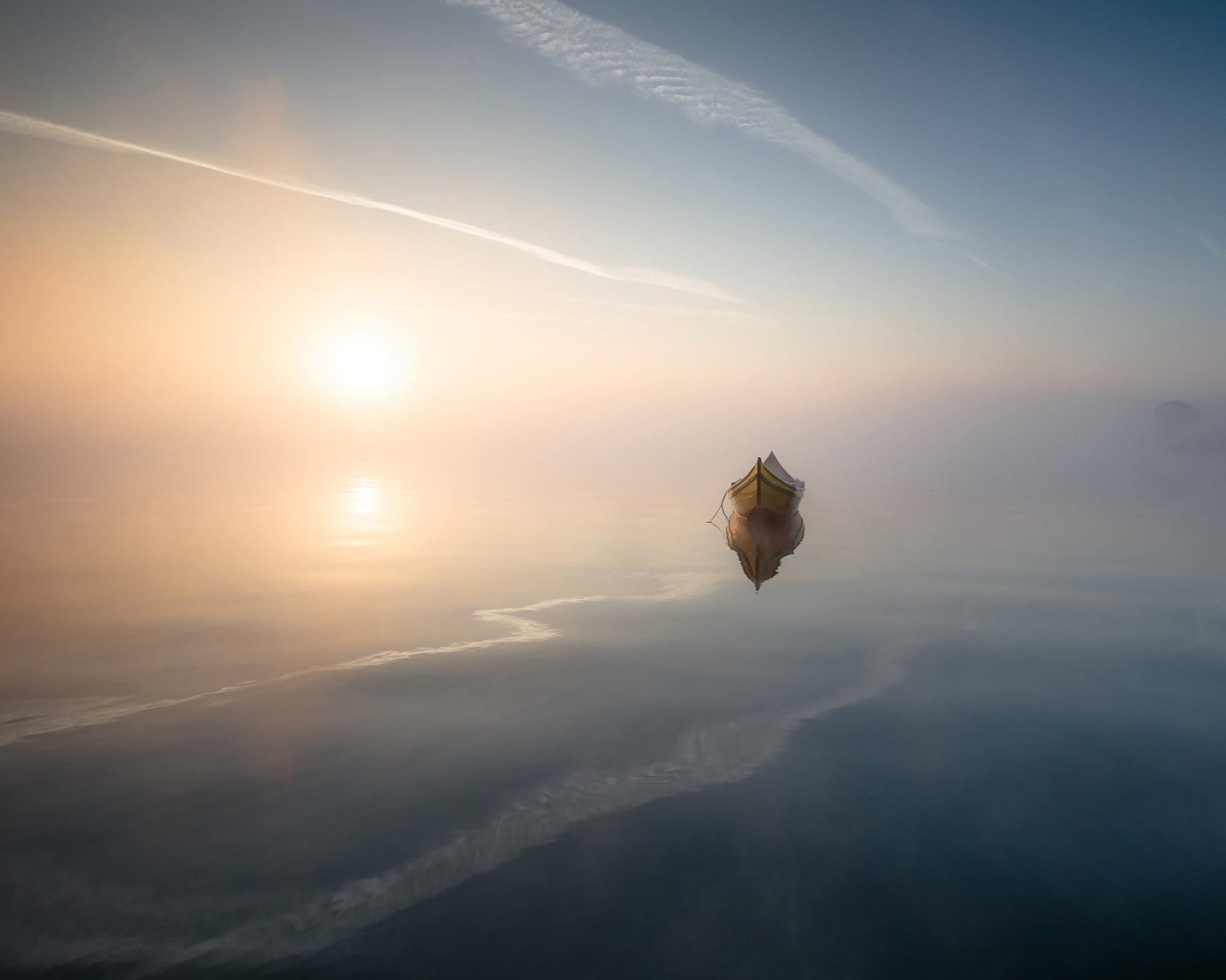 Golden Boat Reflection