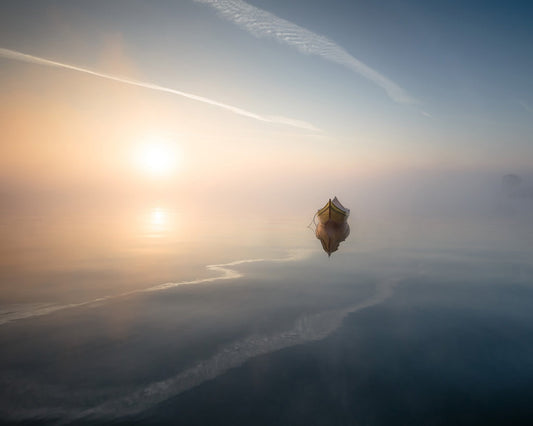 Golden Boat Reflection