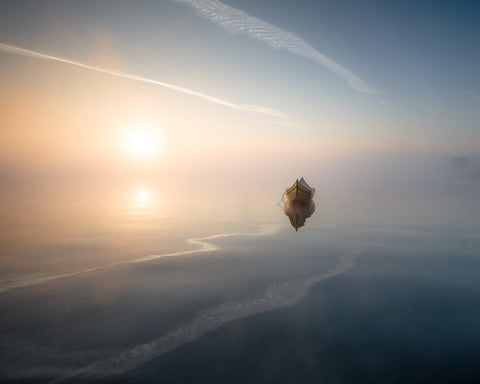 Golden Boat Reflection