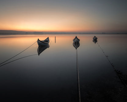 Calm Boats at Sunset