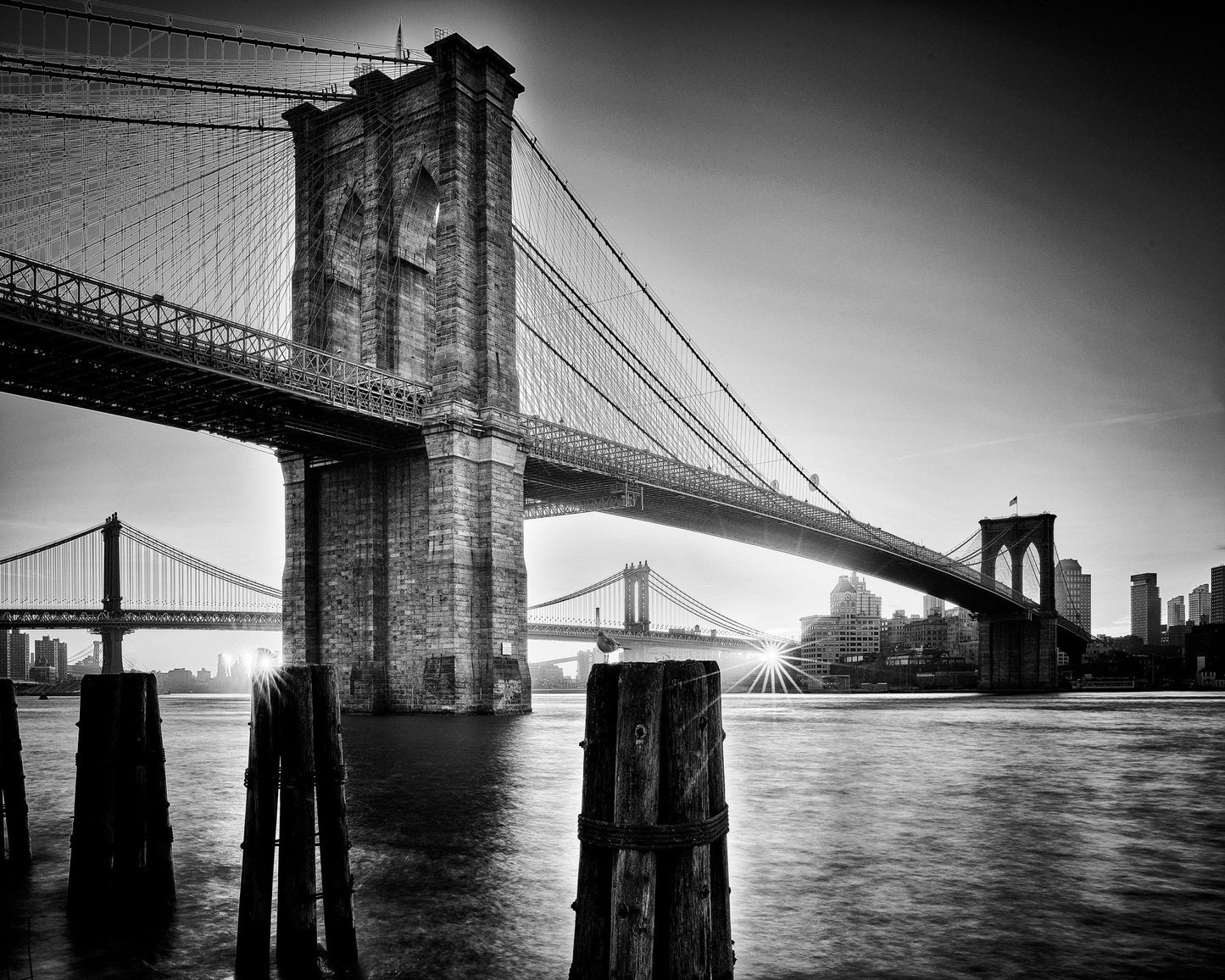 Brooklyn Bridge Sunrise BW