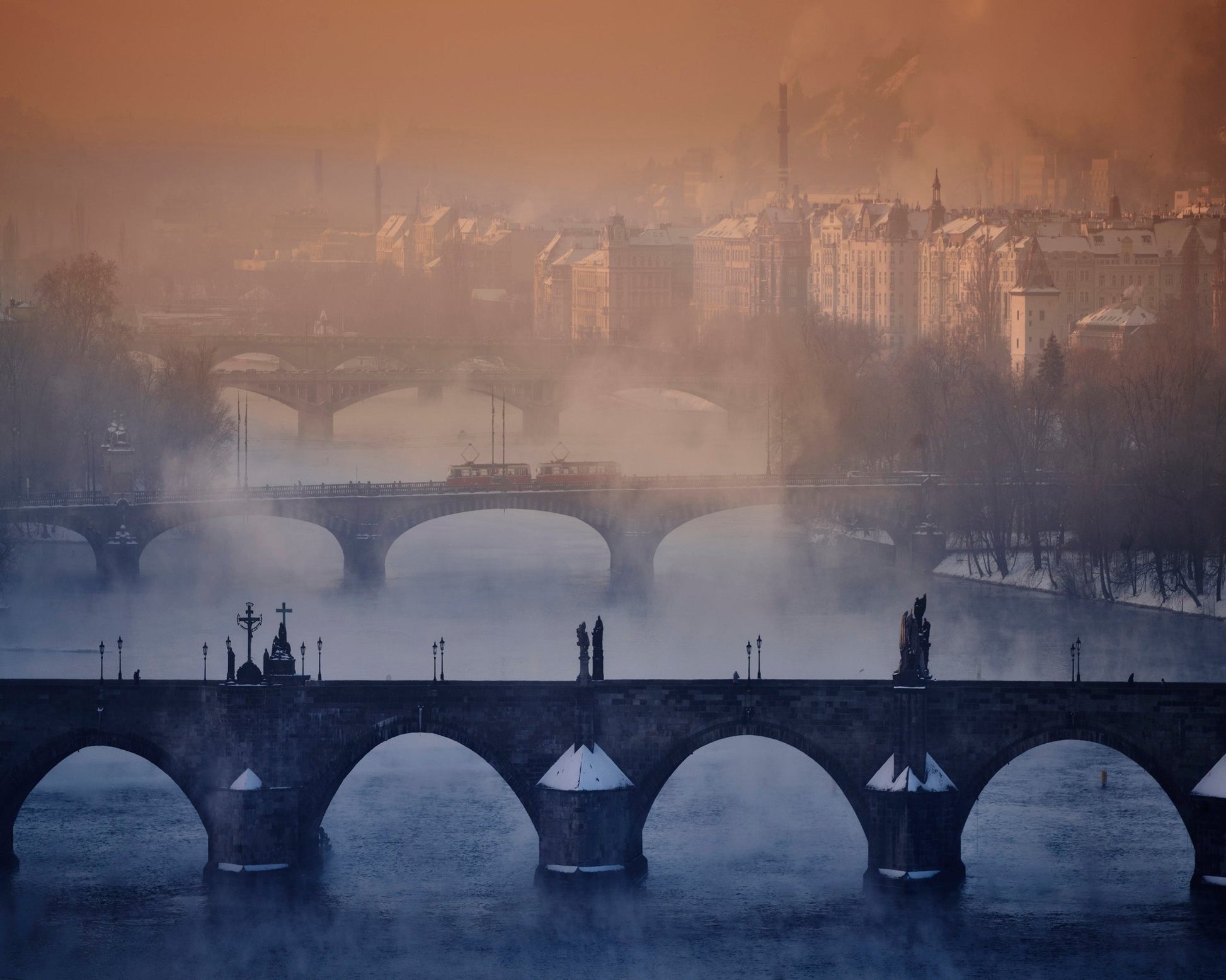 Prague Winter Bridges