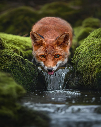 Fox Drinking Water