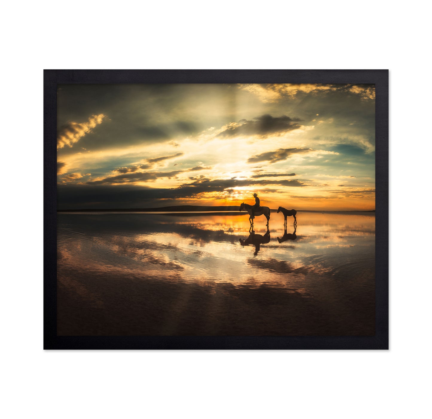 Horseback Sunset Reflection