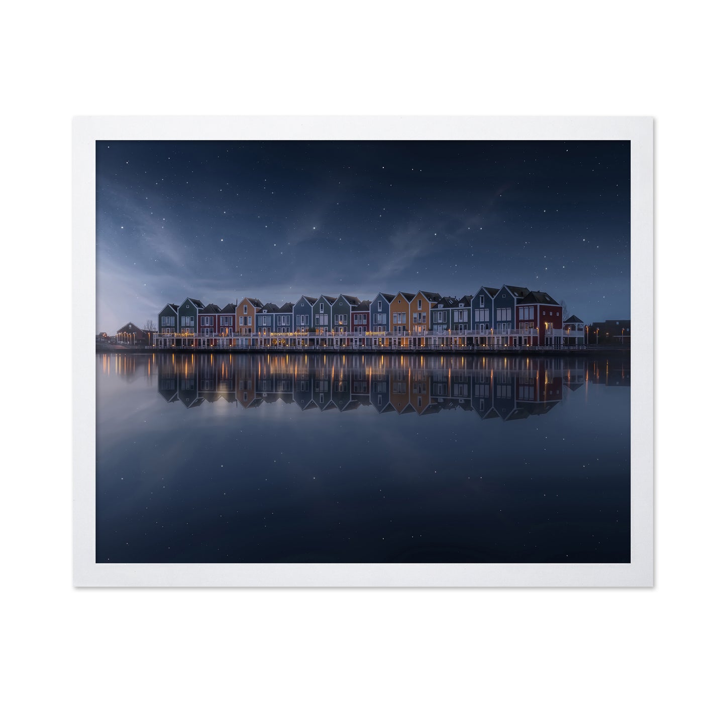 Dutch Waterfront Night Reflection
